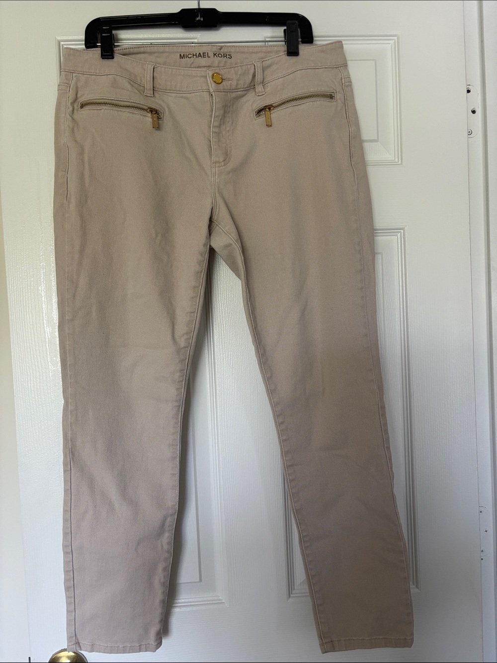 Michael Kors Khaki Skinny Zip-Pocket Jeans